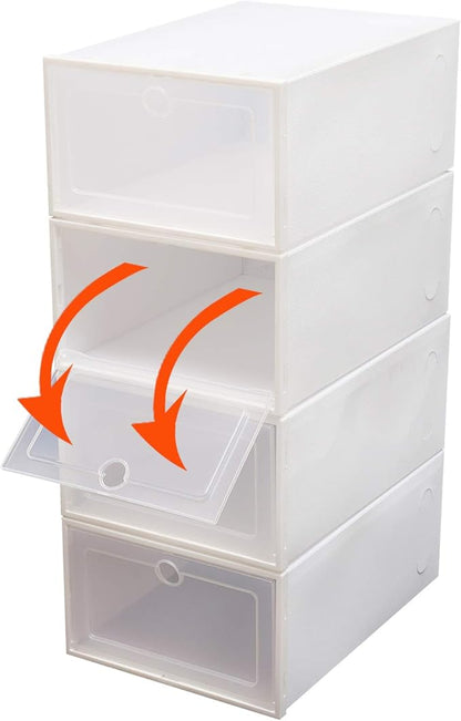 Gdrasuya10 20 Plastic Stackable Shoe Box Set Foldable Storage Organizer Clear Home Organizer Rack Stack