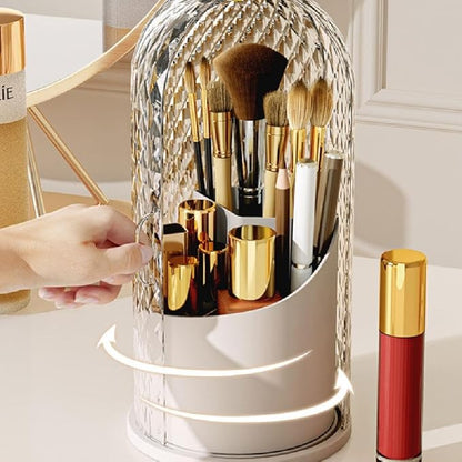 Concealed Toothbrush Holder,Toothbrush Holders with Sliding Lid, Rotating 3 Slots Bathroom Organizer Countertop,Waterproof Dustproof Beauty Brushes Storage,Cosmetics Display Case for Vanity Bathroom