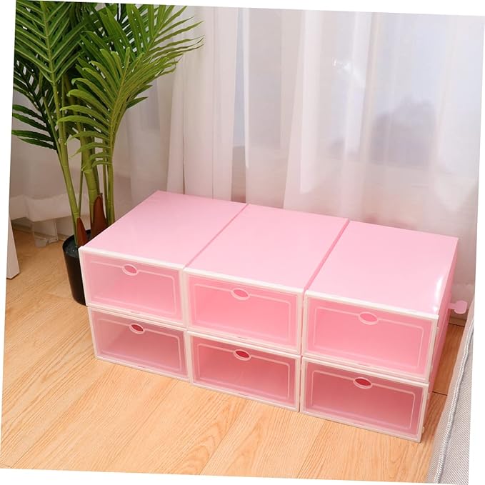 6pcs Thicken Shoe Boxes Storage Container Lids Stackable Shoe Racks for Home Office