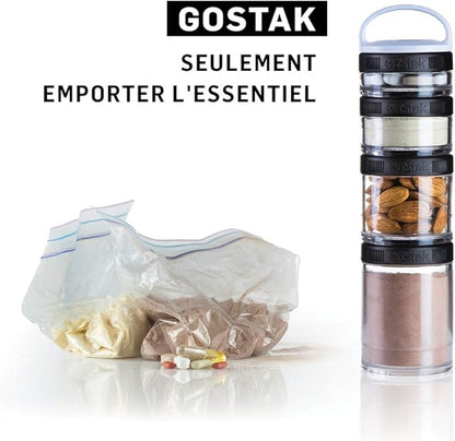 BlenderBottle GoStak Twist n' Lock Storage Jars, 40cc 4-Pak, Black