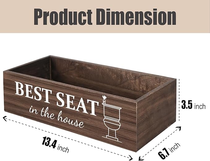 Bathroom Decor Box, Toilet Paper Basket 2 Sides Signs Farmhouse Bathroom Toilet Basket Tank Topper Rustic Farmhouse Home Decor for Livingroom Kitchen（One Dark Brown Box）