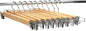 10-Pack Natural Finish Wooden Pant Skirt Hangers with 2-Adjustable Anti-Rust Clips