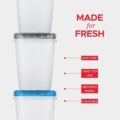 Tafura 10 Pack Leakproof Freezer Containers for Food with Twist Top Lids - 32 Oz -Black/Blue Lids