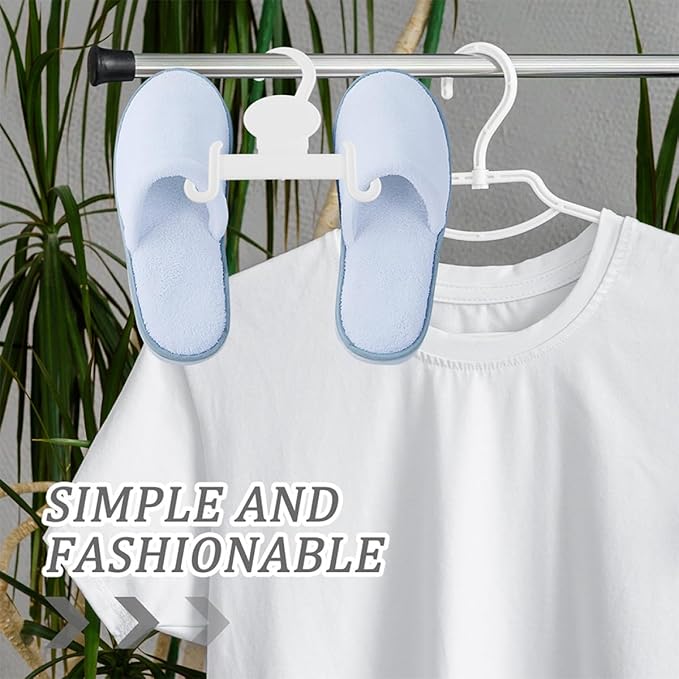 Angoily 10pcs White Plastic Slippers Hanger Shoe Hooks Double Hook Design Shoe Display Rack for Bathroom and Closet Hanging Organizer