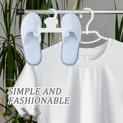 Angoily 10pcs White Plastic Slippers Hanger Shoe Hooks Double Hook Design Shoe Display Rack for Bathroom and Closet Hanging Organizer