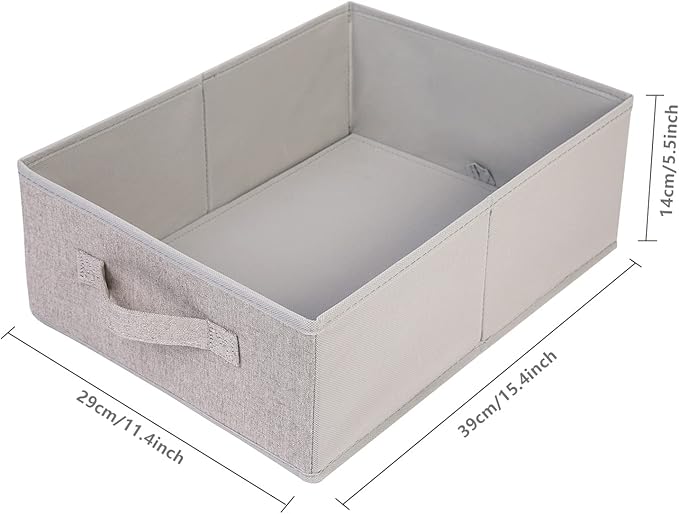 Clothings Collapsible Storage Bins, Foldable Drawer Organizers Closet Storage Baskets Cube Storage Bin for Bedroom Living Room (4 Pack, Grey, 15.4x11.4x5.5inch)