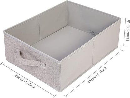 Clothings Collapsible Storage Bins, Foldable Drawer Organizers Closet Storage Baskets Cube Storage Bin for Bedroom Living Room (4 Pack, Grey, 15.4x11.4x5.5inch)