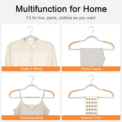 VECELO 50 Pack Clothes Hangers, Non-Slip Plastic Coat Hanger, 360°Swivel Hook & Space Saving for Bedroom Closet, Great for Shirts, Pants, Excellent Heavy Duty
