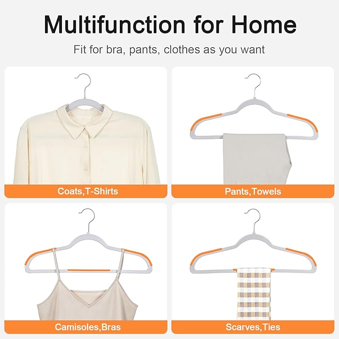 VECELO 50 Pack Clothes Hangers, Non-Slip Plastic Coat Hanger, 360°Swivel Hook & Space Saving for Bedroom Closet, Great for Shirts, Pants, Excellent Heavy Duty