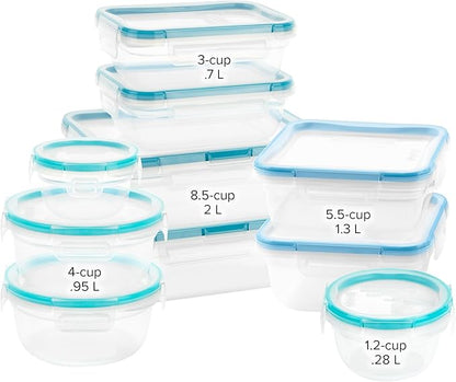 Snapware Plastic Total Solutions (10-Pack, Mixed Sizes) Food Storage Containers Set, Airtight & Leakproof Plastic Locking BPA-Free Lids Tupperware, Freezer Dishwasher Microwave Safe