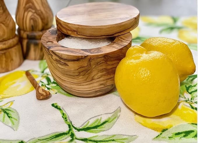 European Professional Round Covered Salt Cellar with Magnetic Swivel Lid