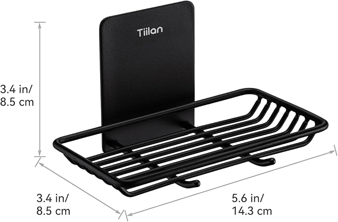 Self Adhesive Bar Soap Dish for Shower, Bathroom Soap Holder Wall Mount – Stainless Steel, Black