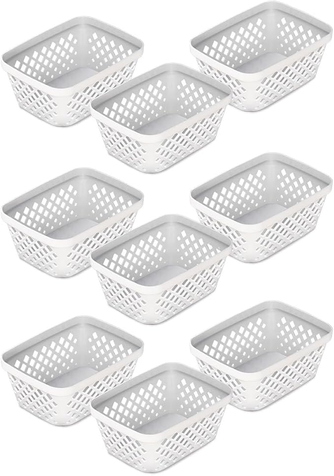 Glad Plastic Storage Basket Set - Multipurpose Drawer Trays, Kitchen Pantry Containers, and Bathroom Bins - 9 Pack Small Organizers, White, 6.25" L x 4.6" W x 2.7" H