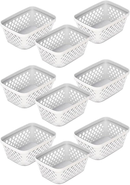 Glad Plastic Storage Basket Set - Multipurpose Drawer Trays, Kitchen Pantry Containers, and Bathroom Bins - 9 Pack Small Organizers, White, 6.25" L x 4.6" W x 2.7" H