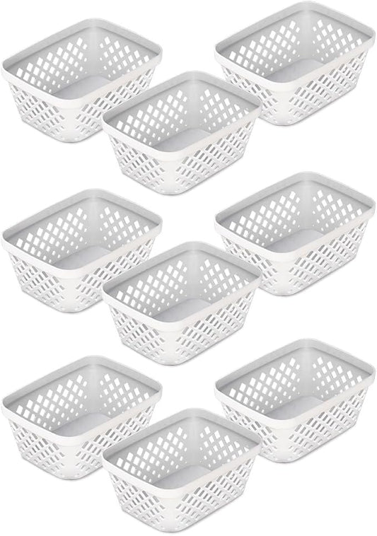 Glad Plastic Storage Basket Set - Multipurpose Drawer Trays, Kitchen Pantry Containers, and Bathroom Bins - 9 Pack Small Organizers, White, 6.25" L x 4.6" W x 2.7" H