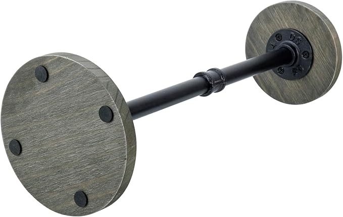 MyGift 2 Pcs Hat Display Rack Stand with Adjustable Height, Tabletop Baseball Cap Helmet Holder Organizer Storage Pedestal, Industrial Metal Pipe and Vintage Weathered Gray Wood Top and Base