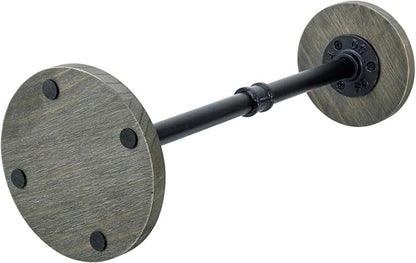 MyGift 2 Pcs Hat Display Rack Stand with Adjustable Height, Tabletop Baseball Cap Helmet Holder Organizer Storage Pedestal, Industrial Metal Pipe and Vintage Weathered Gray Wood Top and Base