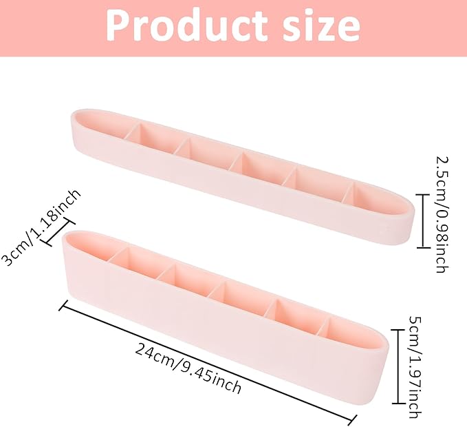 Strong Adhesive Backing Straw Storage Box, Split Type Silicone Straws Dispenser Adjustable Height Straw Holder for Cabinet (Pink)