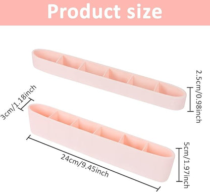 Strong Adhesive Backing Straw Storage Box, Split Type Silicone Straws Dispenser Adjustable Height Straw Holder for Cabinet (Pink)