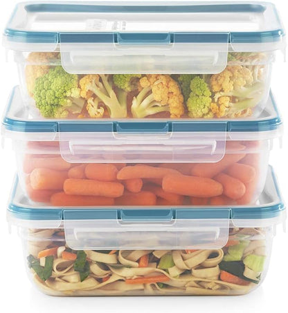 Snapware Food Storage Containers, Plastic, 8.5-Cup, Rectangular | Leakproof & Airtight | BPA-Free | Microwave & Dishwasher Safe | Pack of 6