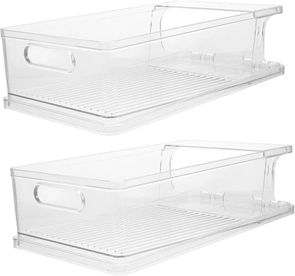 Zerodeko 2pcs Refrigerator Can Dispensers Automatic Rolling Beverage Organizers for Soda Beer and Drinks Transparent Storage Boxes for Fridge and Pantry Keeps Cans Fresh and Visible