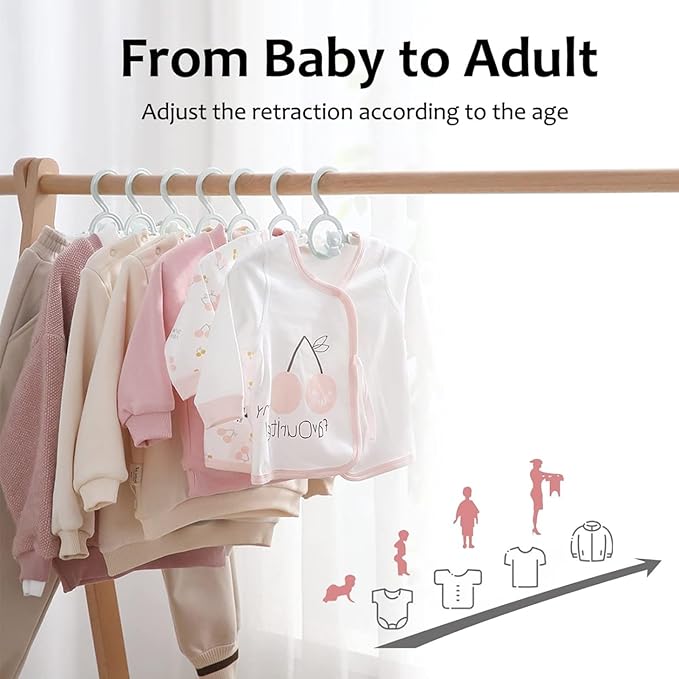HGYZE Baby Hangers for Closet 50pcs, White Kids Clothes Hanger Plastic, 11-14" Adjustable Bulk Perchas for Newborn, Non-Slip Children Outfit Bear Hanger for Girl Boy Toddler Infant Nursery Clothing