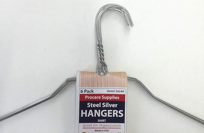 ProCare 6PACK Strong Silver Color Galvanized Metal Wire Shirt Hangers 16 Inch 13 Gauge