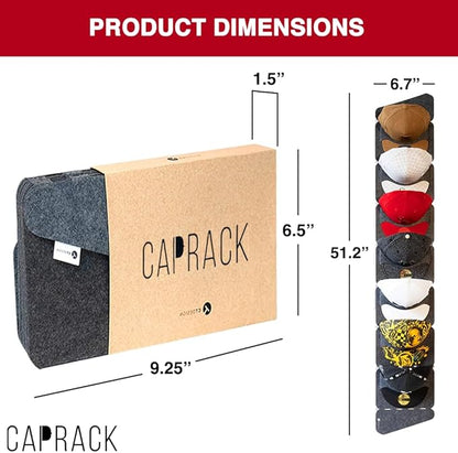 CT Design CapRack The Original Hat Organizer for Baseball Caps, Hat Rack for Wall & Storage Solution, Snapback and Fitted Holder Display, No Assembly Cap Organizer