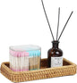 Rattan Bathroom Tray Countertop, Wicker Toilet Tank Basket, Decorative Bathroom Vanity Tray for Decor Coffee Table