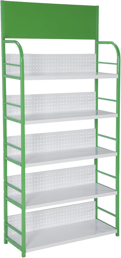 5 Tier Supermarket Large Sample Display Shelf with Signboard Metal Retail Candy Display Rack for Kitchen Office and Convenience Store