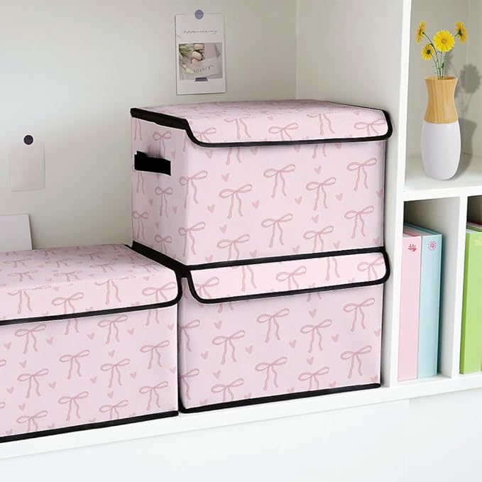 Stackable Clothes Storage Bins with Lids,Closet Organizers Fabric Cat Printing Box for Home and Office,Blanket Clothes Organizers,Under Bed Storage Containers 3 Pack.