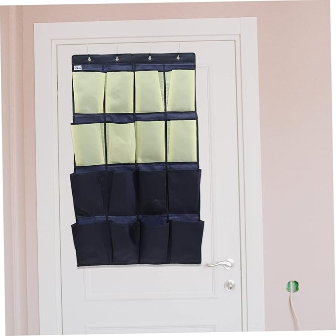 GLEAVI Hanging Door Shoe Organizer Over the Door Shoe Rack for Closet Storage Oxford Cloth Shoe Holder for Shoes and Gadgets in Blue and Yellow