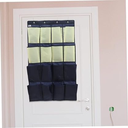GLEAVI Hanging Door Shoe Organizer Over the Door Shoe Rack for Closet Storage Oxford Cloth Shoe Holder for Shoes and Gadgets in Blue and Yellow