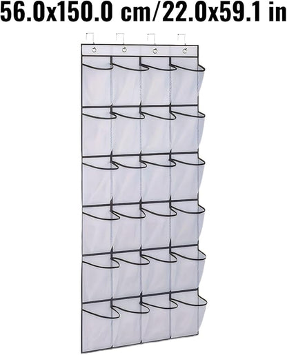 Over the Door Shoe Organizer for Bedroom Door with Multiple Pockets - Hanging Shoe Storage Bag Caddy