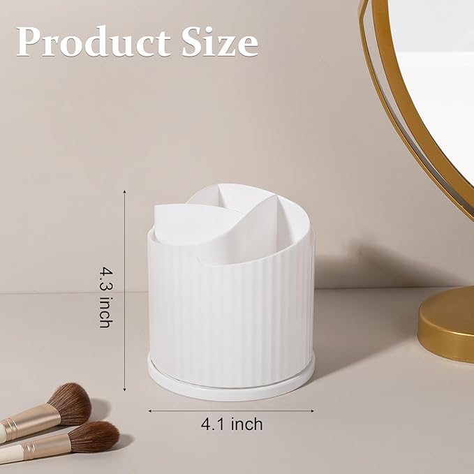 Anyoifax 360 Rotating Makeup Brush Holder Organizer 5 Slots Make Up Brushes Cup Flower-Shaped Spinning Pen Holder for Vanity, Cosmetics, Lipsticks, White