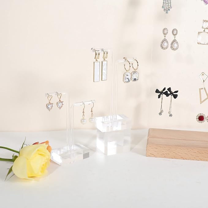 2pcs Acrylic earring display stands for selling, Clear earring holder organizer, transparent L bar earring hangers mini stand【Clear Acrylic Earring L Stand-2pcs 】