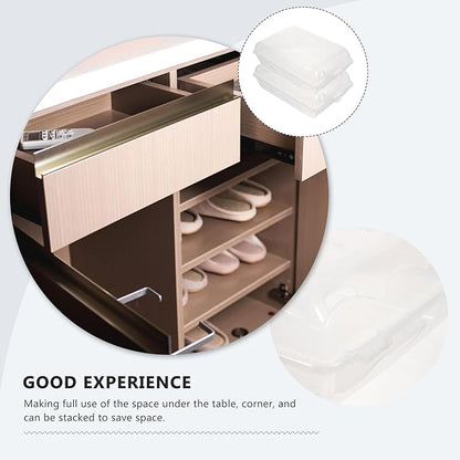 COHEALI 2PCS Thickened Large Transparent Shoe Box Stackable Plastic Storage Organizer with Anti-dust Design Suitable for Men and Women Shoes Space-saving White Storage Bins
