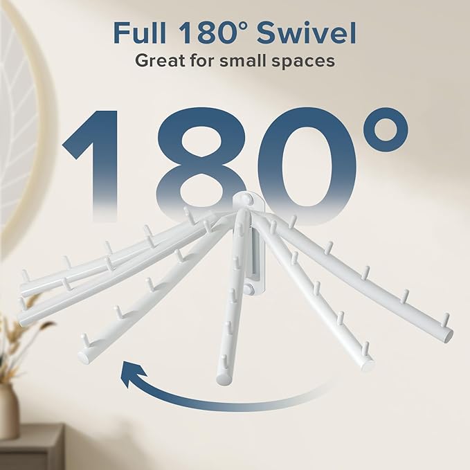 Alise Swing Clothes Hanger Rack,Garment Racks Wall Mount Clothes Bar-Hanger Holder Hooks Heavy Duty Folding Drying Rack Space Saving Clothing Hanging System Closet Storage Organizer,White