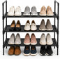 Shoe Rack Organizer, 3-Tier Shoe Rack for Closet and Entryway, Metal Shoe Storage Shelf with Fabric Shelves, Space Saving Shoe Organizer for Closet, Garage Storage, Bedroom, Hallway, Black (3-Tier)