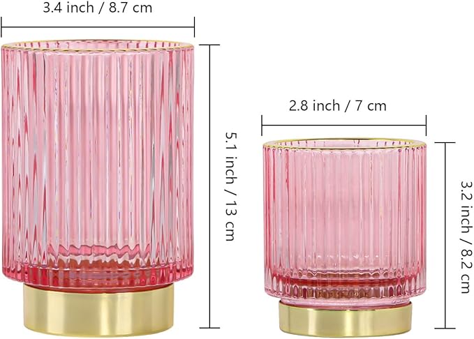 Glass Makeup Brush Holder Organizer, Gold Toothbrush Holders for Bathroom, Pink Makeup Brush Holder Cup for Vanity, Desktop Crystal Eyeliners Eyebrow Pencil Storage Cup Holder