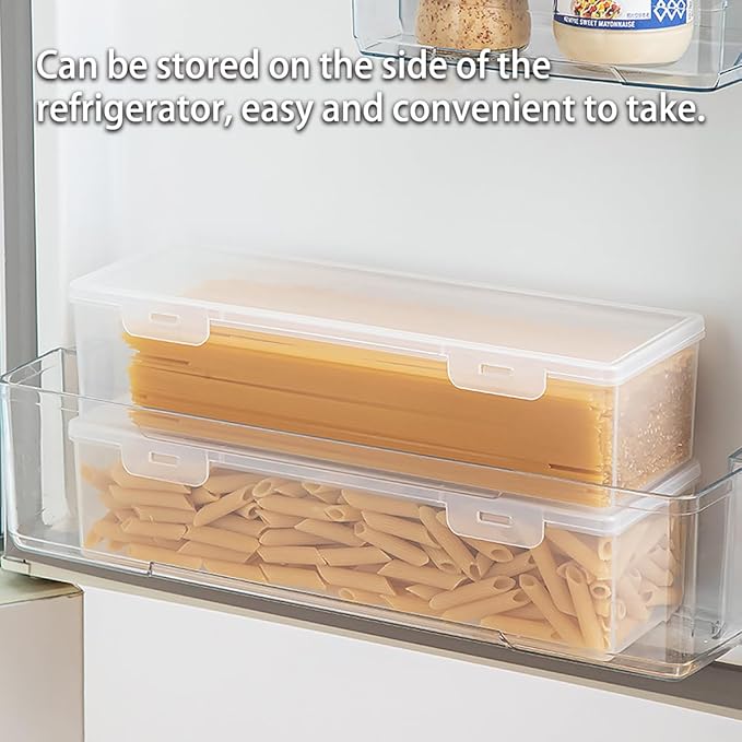 Pasta Storage Container, Stackable Airtight Food Storage Box, Kitchen Noodle Organizer with Lid