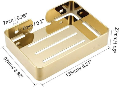 uxcell Soap Dish Holder Saver SUS304 Stainless Steel Wall Mounted Tray with Installation Kits Golden for Shower Bathroom Tub and Kitchen Sink