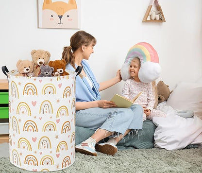 Rainbow Baby Laundry Basket Baby Hamper for Nursery Girl Kids Hamper Cute Kids Toys Storage Bin Organizer Rainbow Room Decor for Home(Star Rainbow)