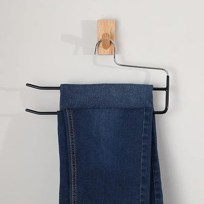 SHIMOYAMA Pants Hangers, 5 Pack, Double Rod Pant Hanger for Jeans, Space-Saving Slack Hangers, Trouser Hangers, Black
