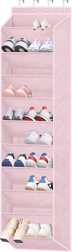 SLEEPING LAMB Over The Door Shoe Organizer for Closet, Kids Sneaker Storage for Hanging Shoe Rack for Door with Large Deep Pockets for Toddler, Girl, Baby Room Decor, Pink