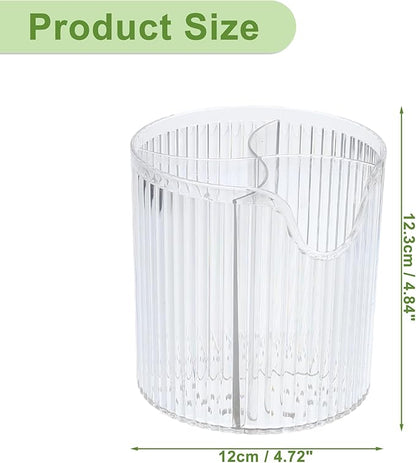 VOCOSTE Makeup Brush Cup, Makeup Organizer, 4 Slot Makeup Brush Holder, Cosmetics Storage Cup, for Vanity for Desktop, for Bathroom Countertops, Clear White