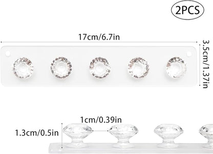 2 Pack Necklace Holder, Acrylic Wall Mount Jewelry Organizer with 5 Hooks for Bracelets, Necklaces and Keys