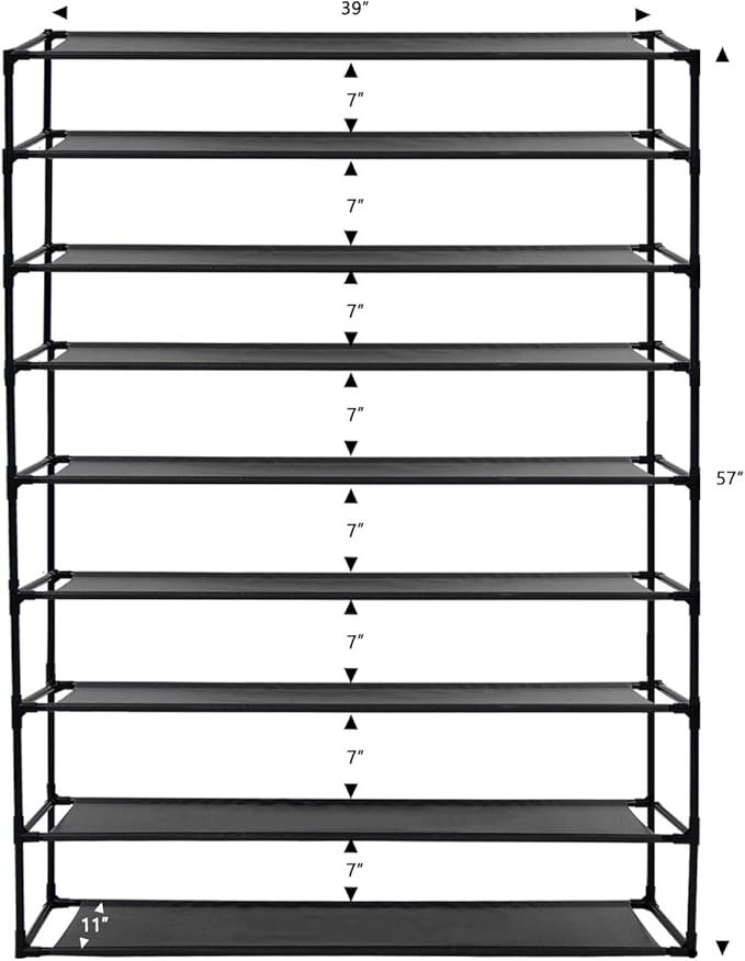 Jerry & Maggie Simple Trending 9 Tier Stackable Shoe Rack for Garage, Shoe Rack for Entrance Small Space for Dorm Shoe Racks, Over Door Shoe Rack, Kitchen Storage Shelves Solution