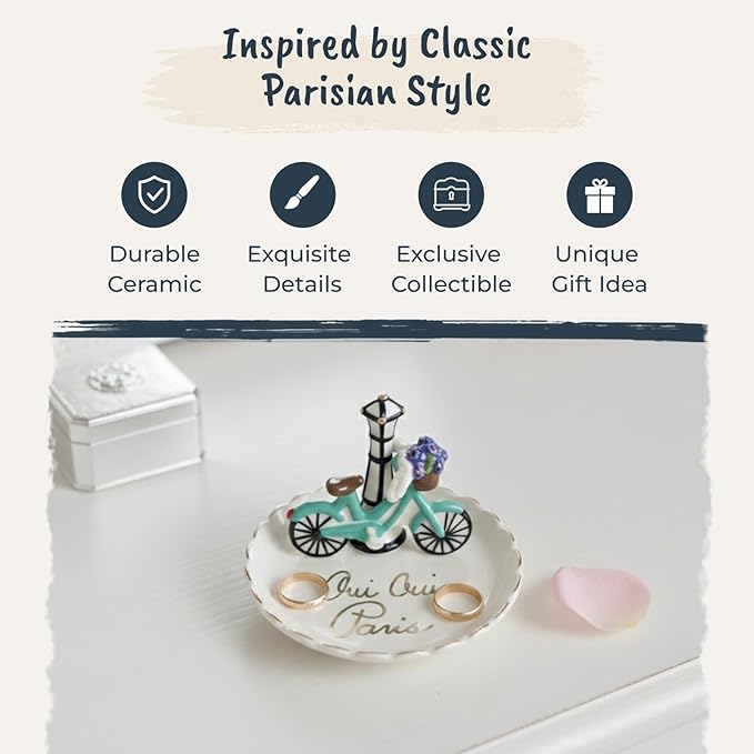 Blue Sky Ceramic Oui Paris Ring Holder, Multicolor (17436)