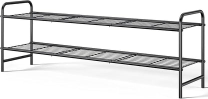 Kitsure Shoe Rack - Stainless Steel Shoe Organizer, Sturdy Shoe Rack for Closet and Front Door Entrance, Free Standing Shoe Shelf, Closet Organizers and Storage, 37.3" Wide - 2 Tier, Black